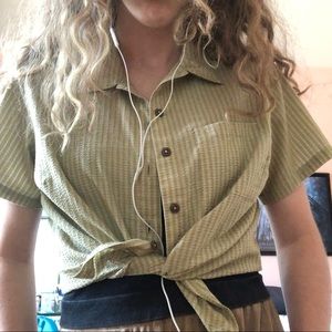 Patagonia striped green and orange short sleeve buttons down